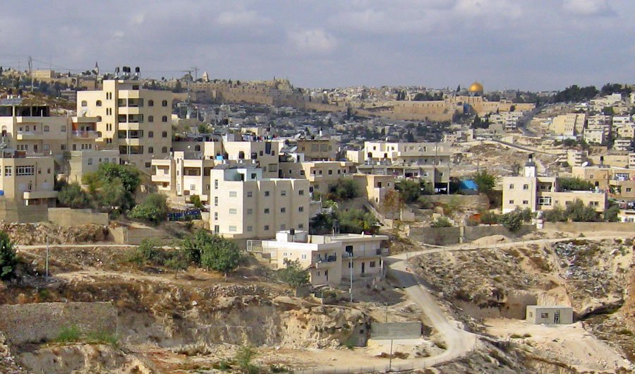Jabal Mukabbir, a congested mountain side with the golden Dome of the Rock visible in the background, 2007