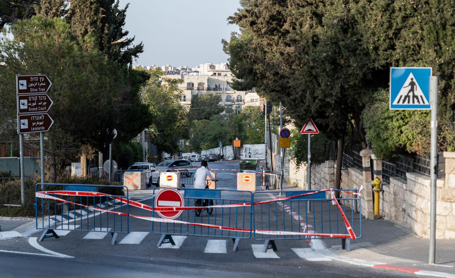 A Jerusalem street is barricaded for Yom Kippur 