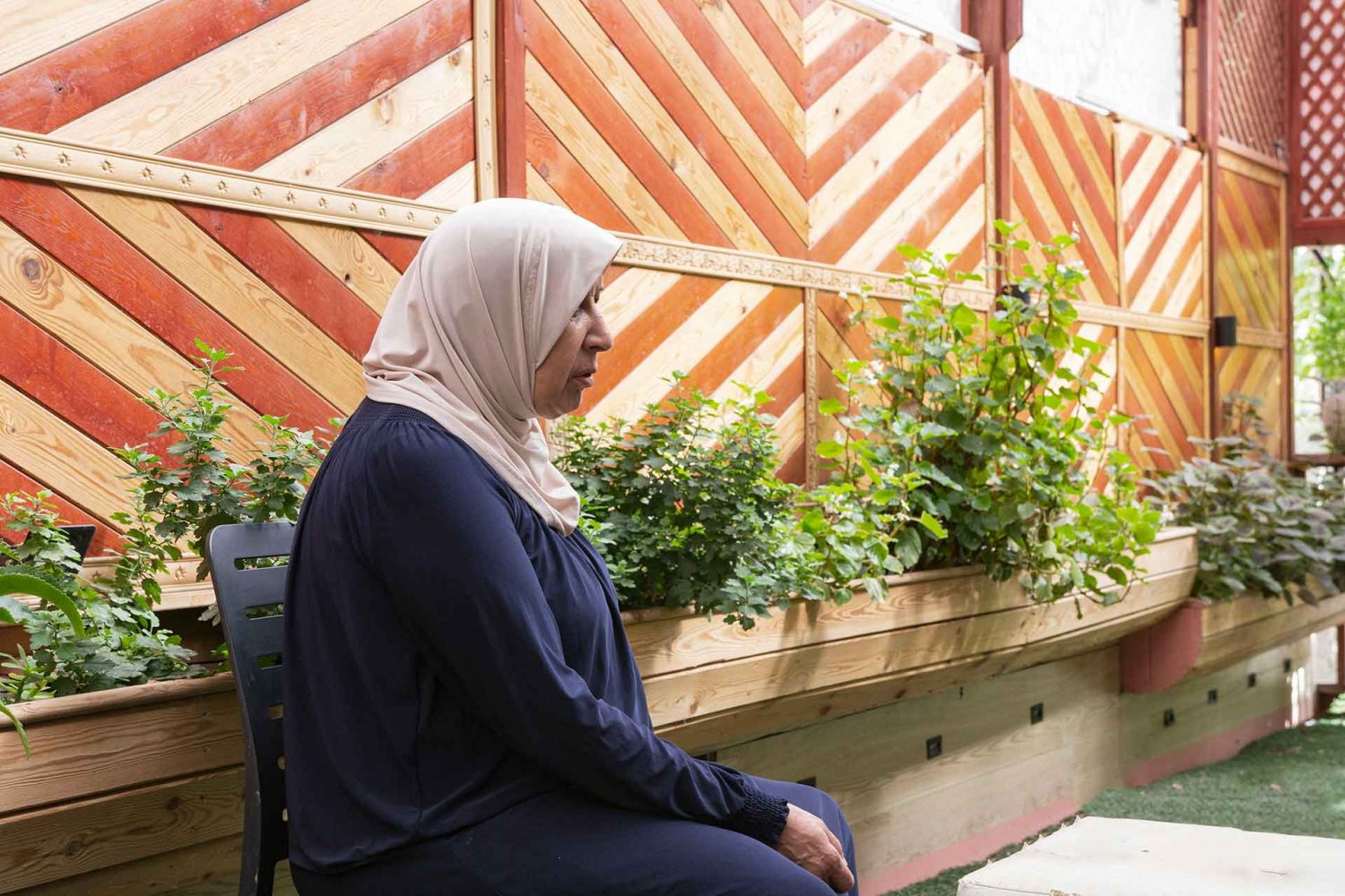 Samira Rajabi in the courtyard of her home in al-Bustan, Silwan, East Jerusalem in September, 2021