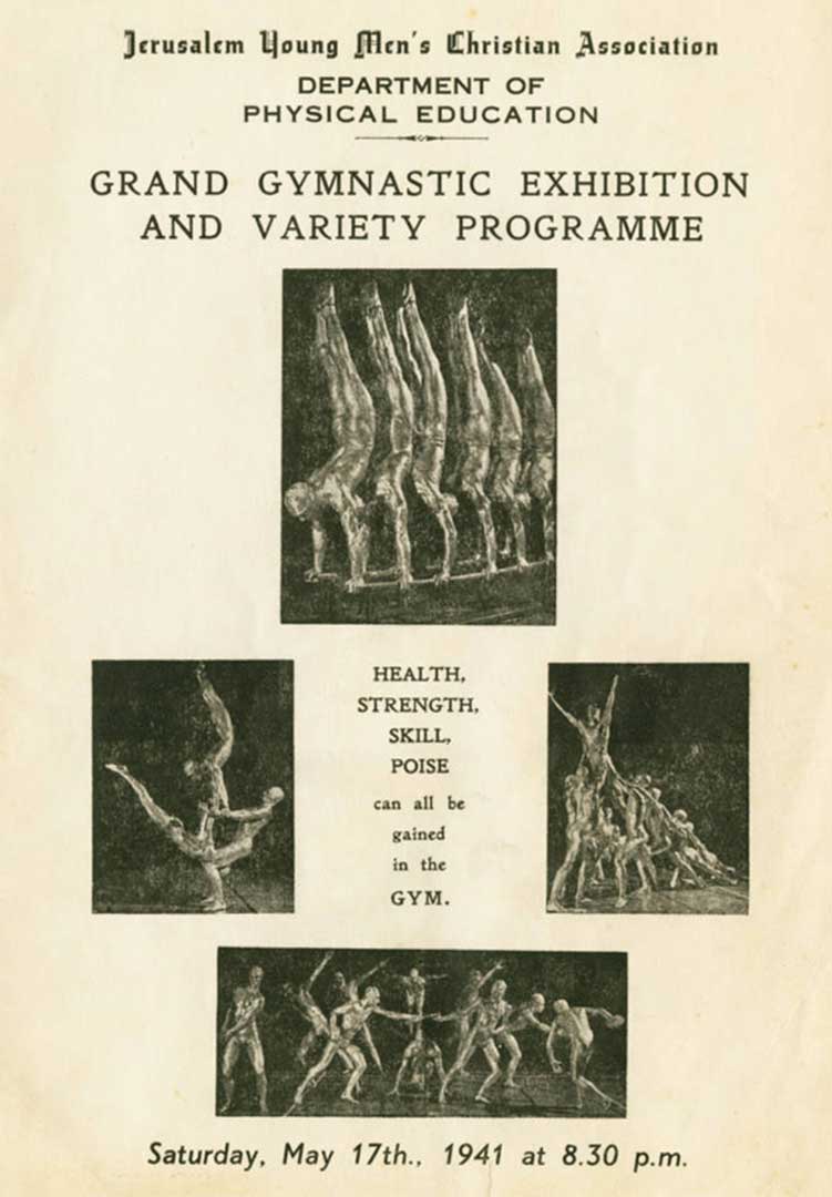 rogram for a gymnastics exhibition at the Jerusalem YMCA, May 1941