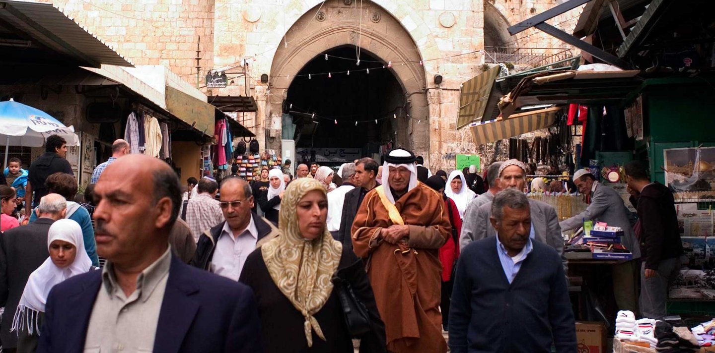 Palestinians in the Old City of Jerusalem market