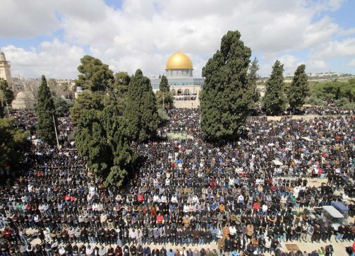 On the second Friday of Ramadan, 120,000 Muslims prayed at al-Aqsa Mosque in Jerusalem’s Old City, March 22, 2024.