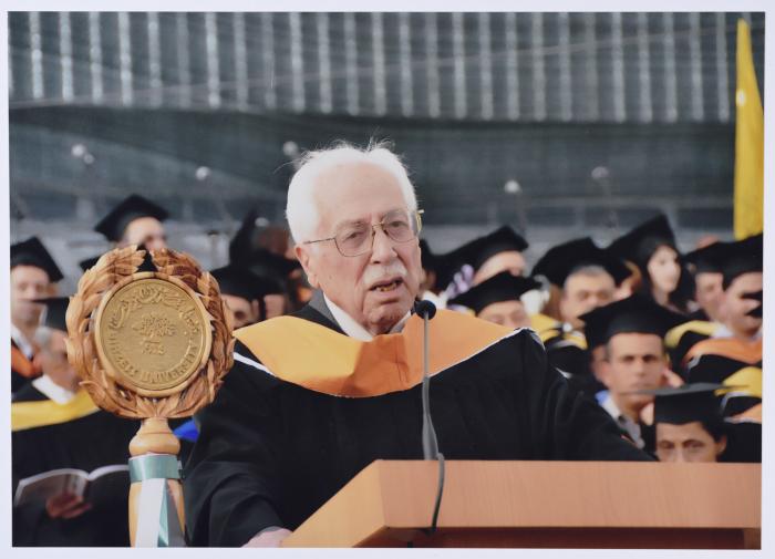 Ibrahim Dakkak awarded an Honorary Doctorate in Community Development from Birzeit University, 2012