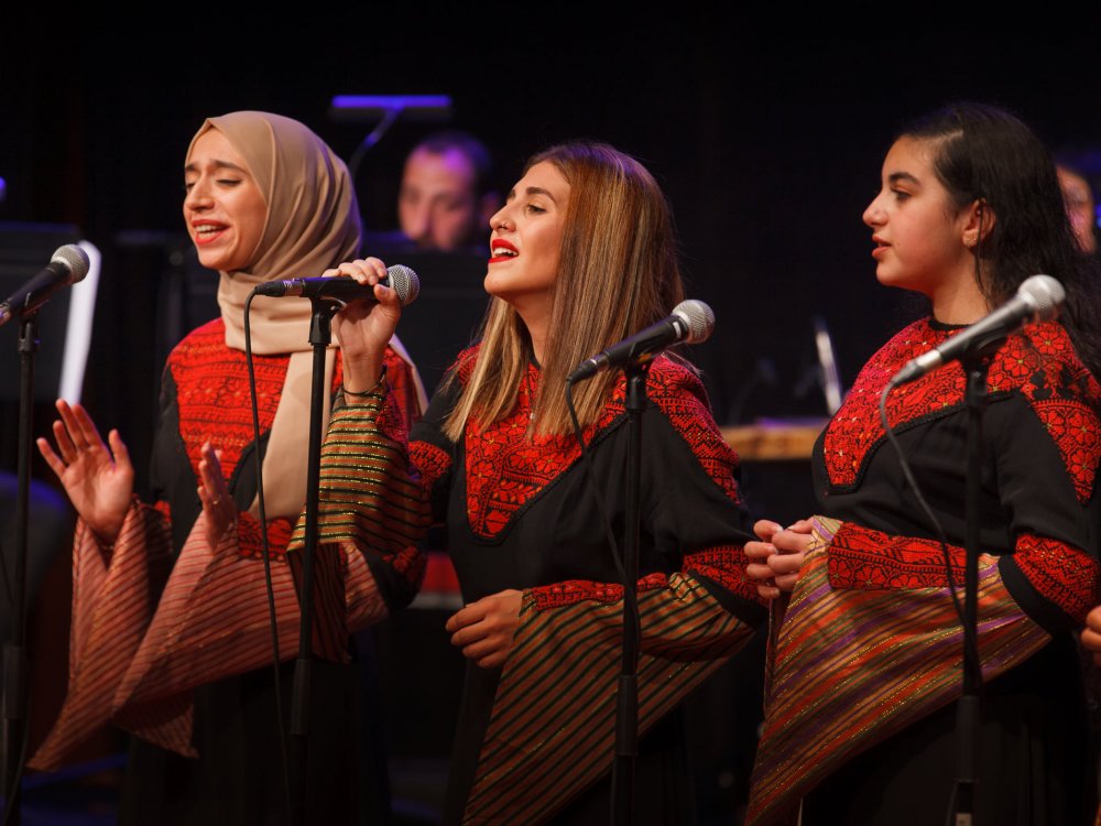 Choral group Al-Mathhabjiyya (The Gilded) performs at the Jerusalem music festival, Yabous Cultural Centre, 2021