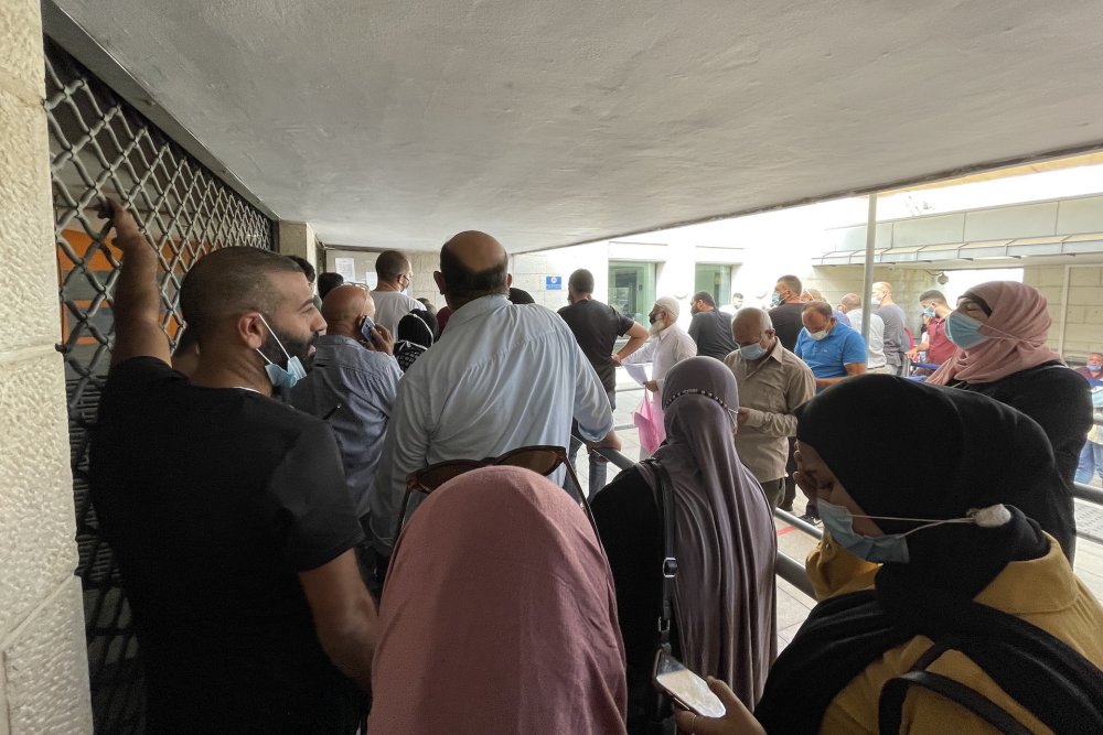 The line at the Wadi al-Joz Ministry of Interior office that serves Palestinian residents, 2021