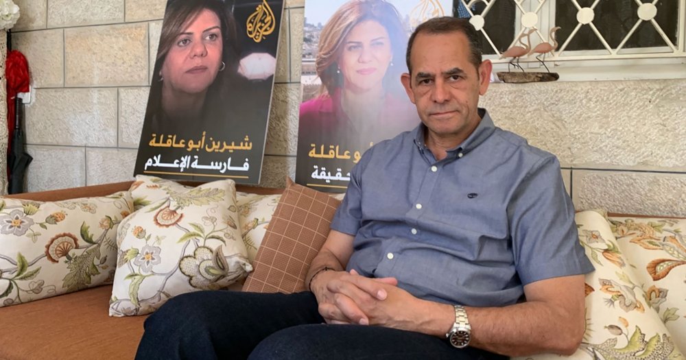 Anton Abu Akleh at his home in Beit Hanina, East Jerusalem, after the funeral of his sister, Shireen Abu Akleh.