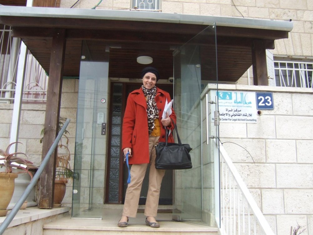 Maha Abu Dayyeh outside the Women’s Centre for Legal Aid and Counselling, Palestine