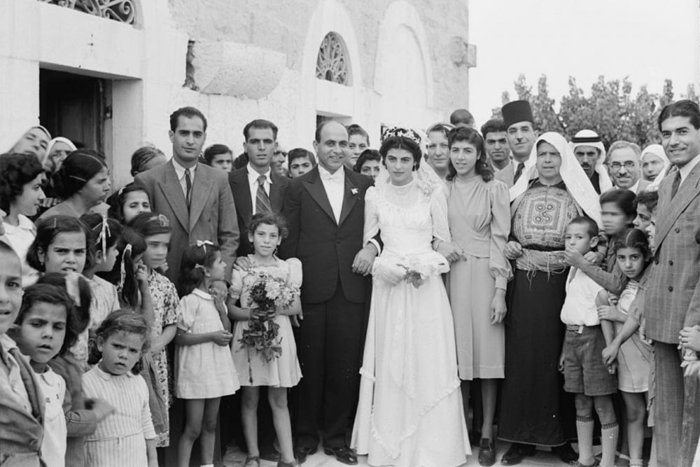 The wedding of Emile Abu Dayyeh and Wedad Mahklouf, Beit Jala, 1940