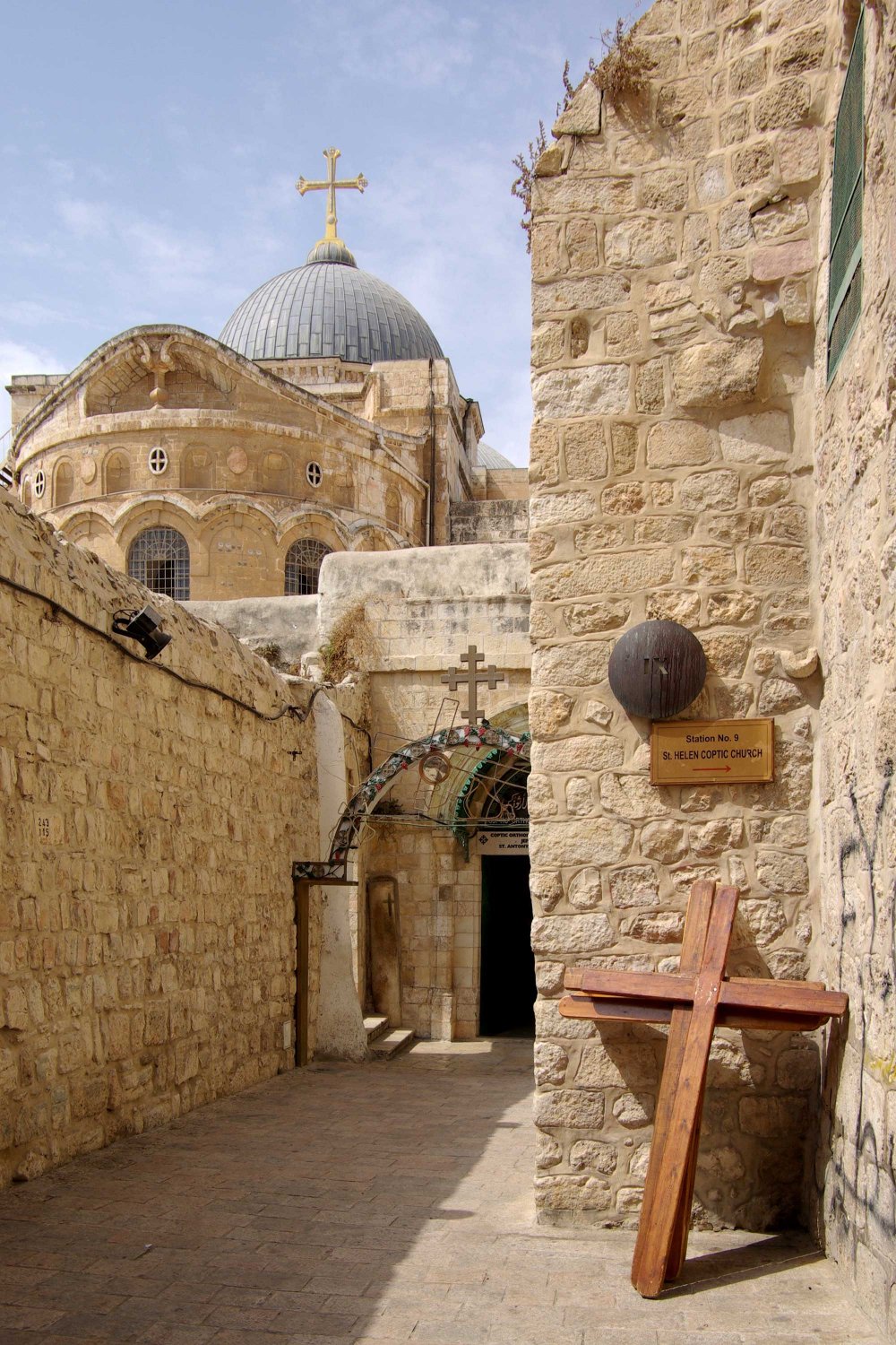 Ninth station along Jerusalem's ancient Via Dolorosa, where Jesus is said to have fallen for the third time while carrying the crucifix