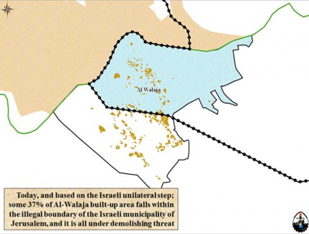 A map of al-Walaja between 1967, when Israel occupied East Jerusalem, and 1995