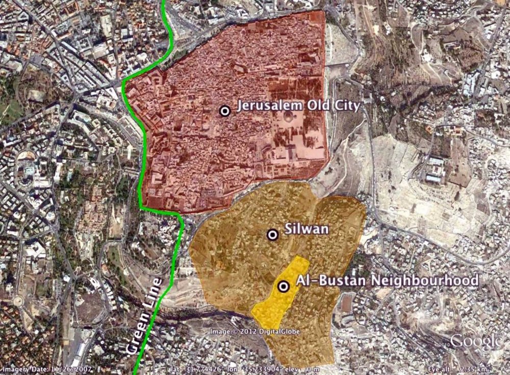 The al-Bustan neighborhood of Silwan, where 90 percent of the homes are slated for demolition