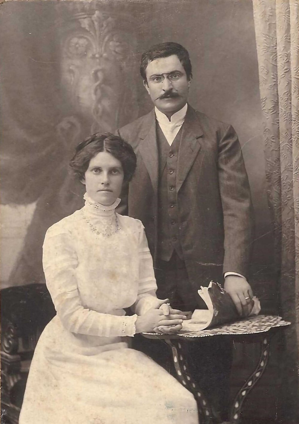 Palestinian physician Tawfiq Canaan with his wife, Margaret (Margot) Eilender, Jerusalem 1915