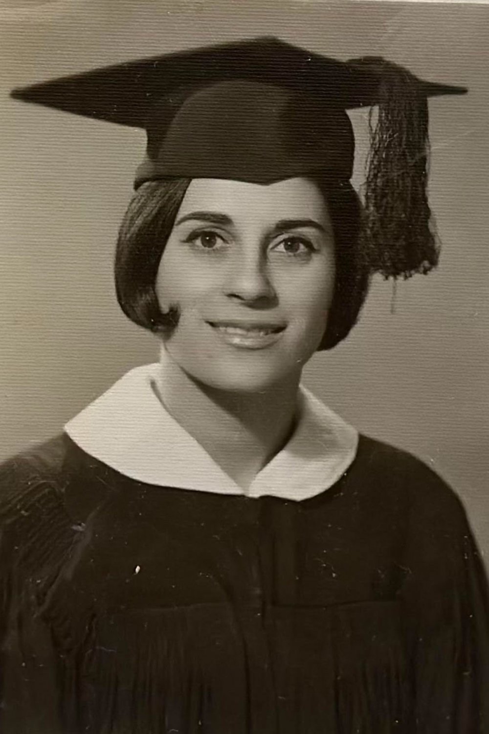 Graduation photo taken for Nina Bazouzi’s college yearbook, 1967