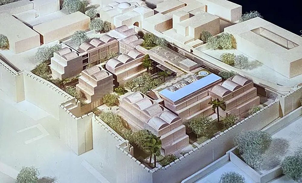 A model of the seven-star hotel planned by an Australian Jewish developer for a large area of land in the historic Armenian Quarter of Jerusalem’s Old City