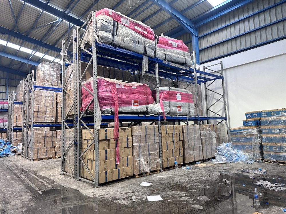 NRC aid in UNRWA warehouse in southern Gaza, November 28, 2023