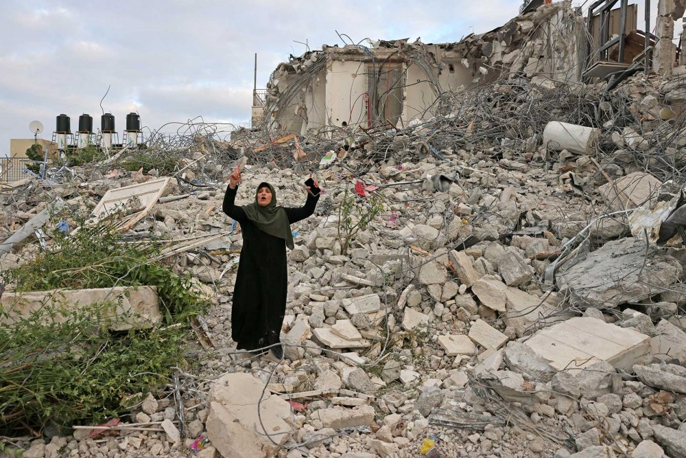 What remains after the Israeli demolition of the Palestinian Shuqairat family home in Jabal Mukabbir, allegedly built without a permit, January 3, 2024