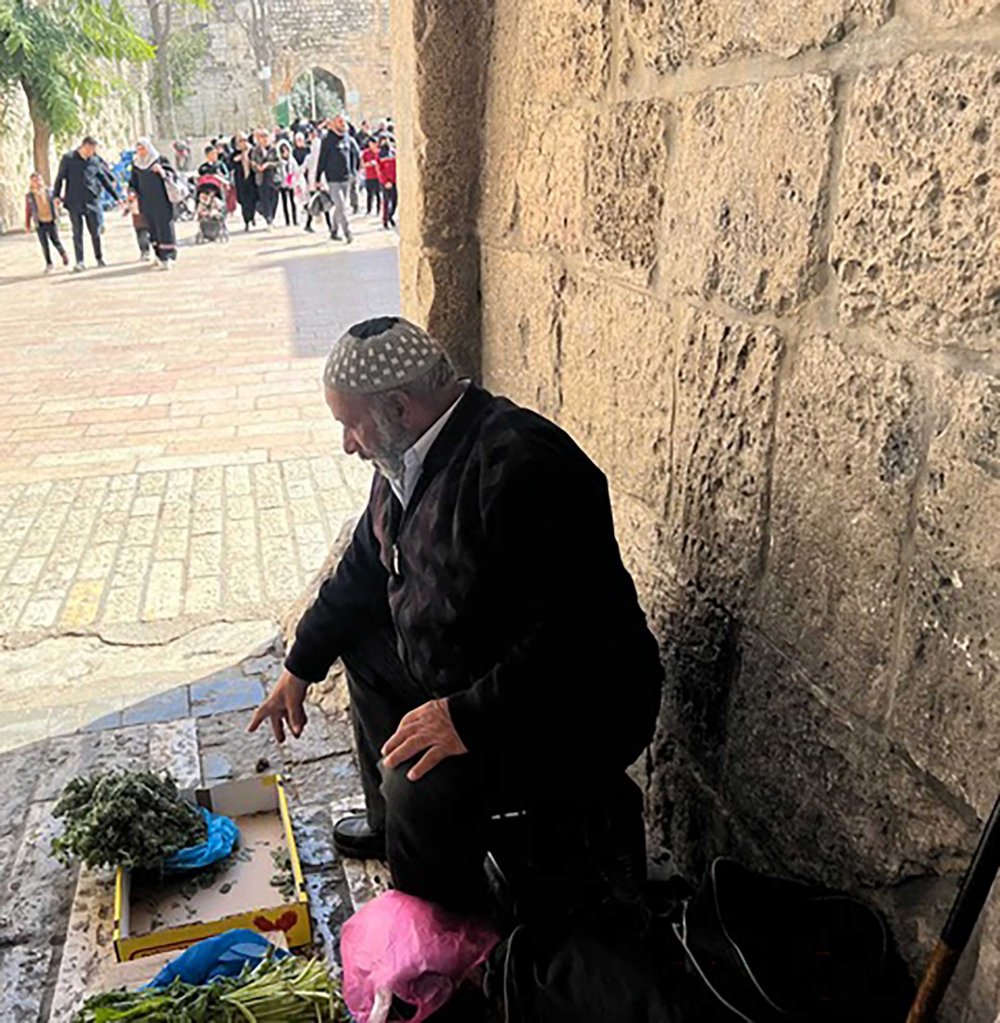  A Palestinian farmer from the Bethlehem area is thrilled to reach Jerusalem during Ramadan as Israel relaxes closures imposed since declaring war on Gaza last October. 