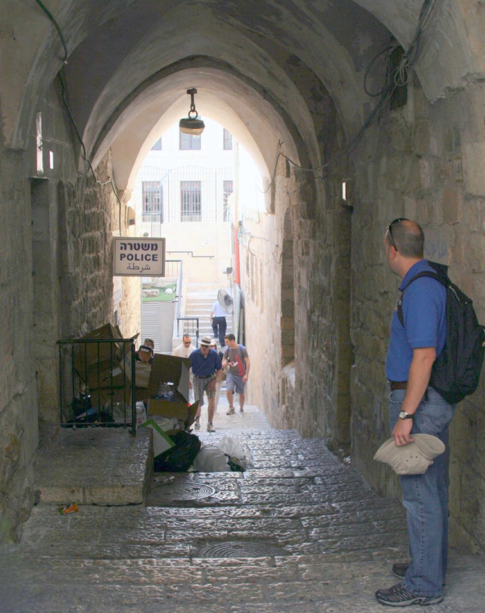 The corner of the Chain Gate and al-Wad Street in the Old City of Jerusalem 2013