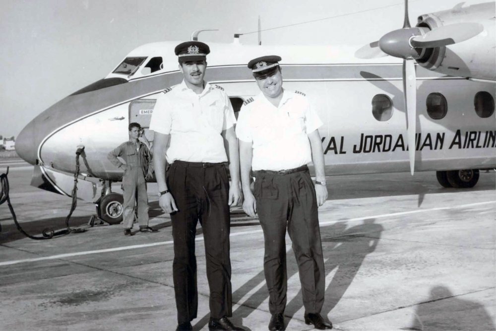 Palestinian pilots standing at the International Qalandiya Airport, Jerusalem, ca. 1960s
