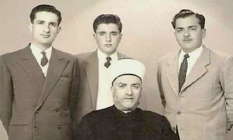 Scholar Abd al-Hamid al-Sayih and his three sons, Qadri, Usama, and Bassam, in Palestine