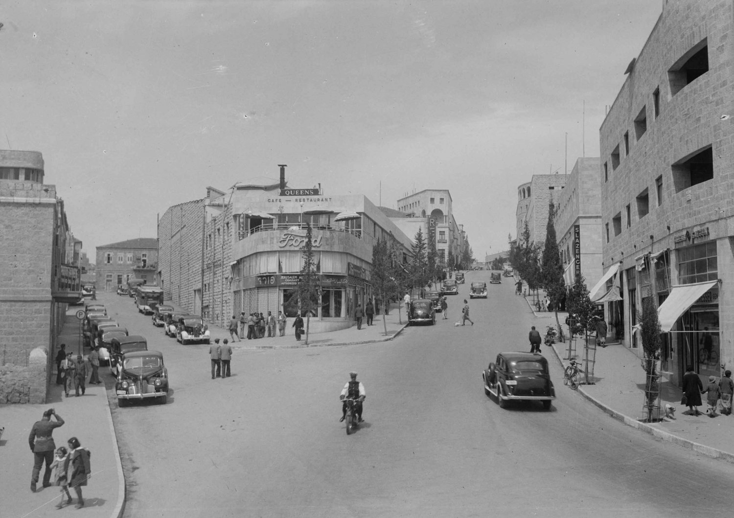 Princess Mary Avenue in the Ba'qa neighborhood in Jerusalem's New City, with Cinema Rex visible in the background