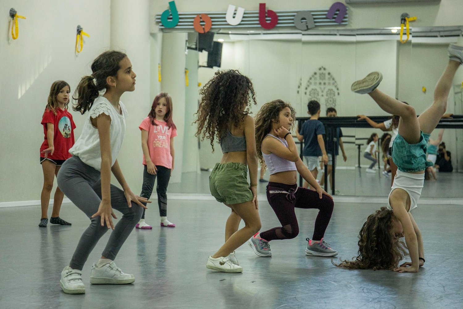 Young students in dance class at the Douban studio in Beit Hanina, East Jerusalem on May 1, 2022.