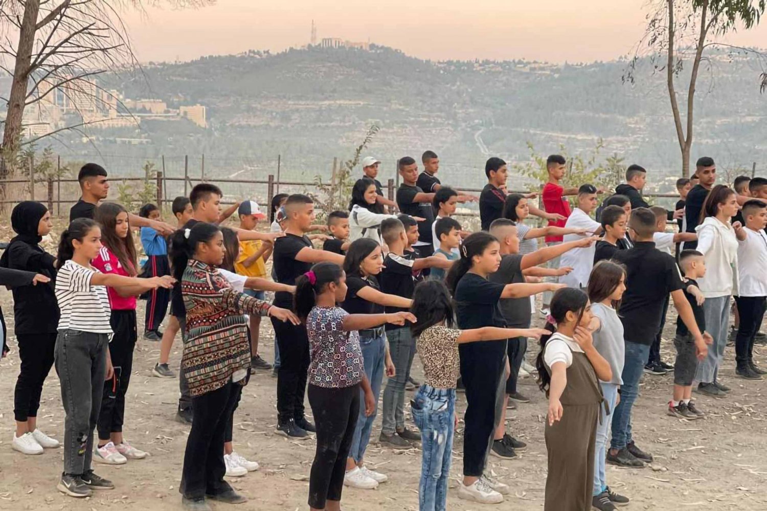 Campers during "Silwan Summer 2022," a youth camp for the al-Bustan district scout group