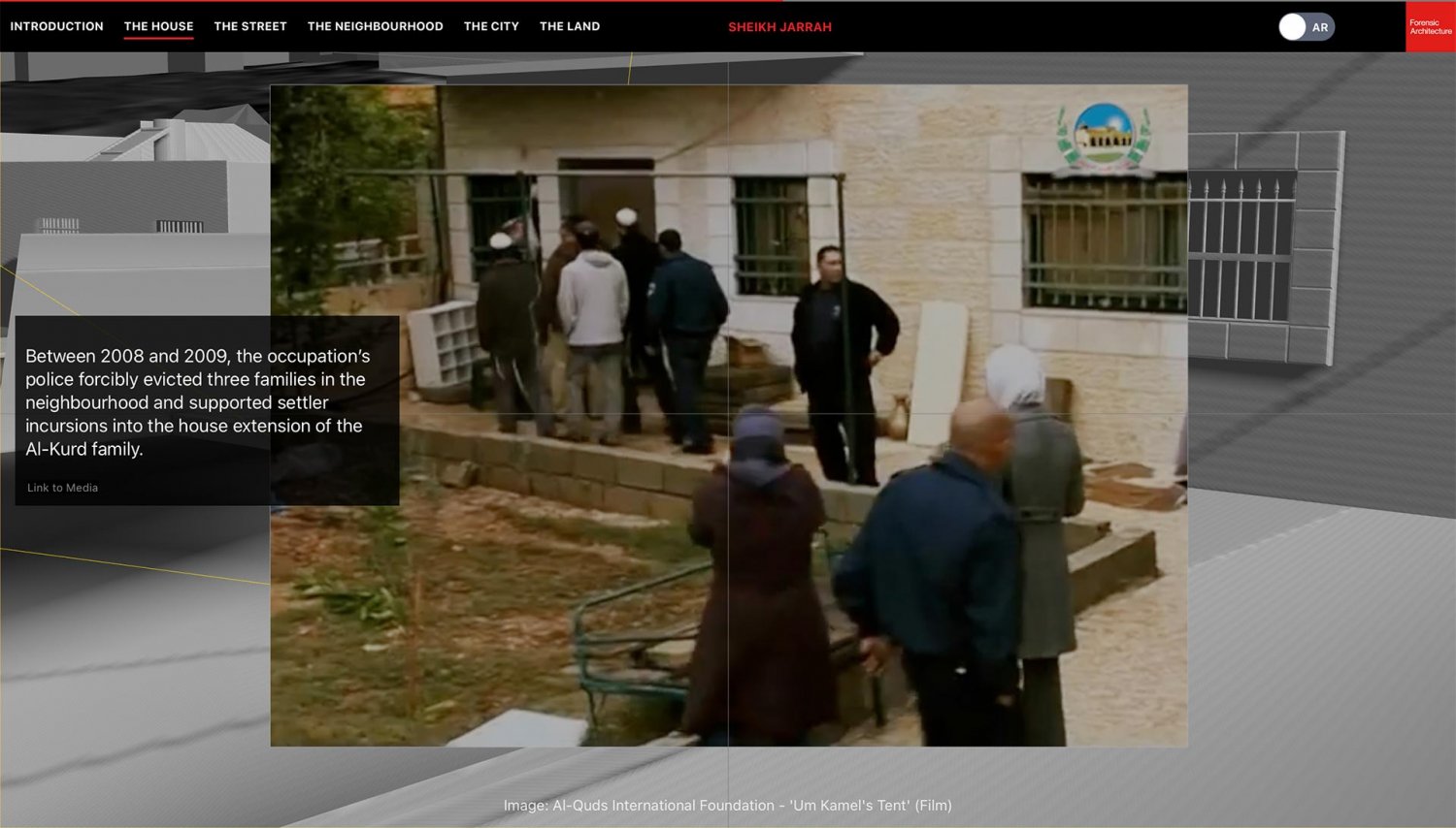 Screenshot from the Forensic Architecture interactive platform