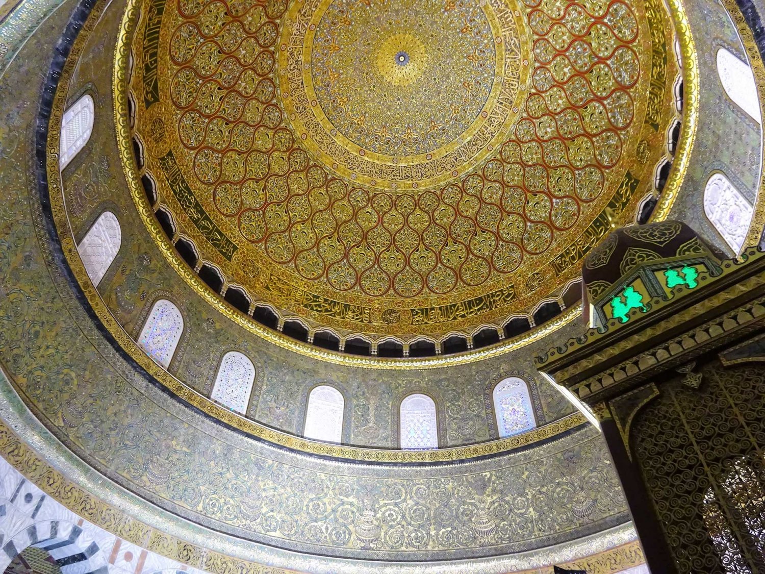 Arabesque detailing of the inside of the Dome of the Rock, located in Jerusalem's Al-Aqsa Mosque compound