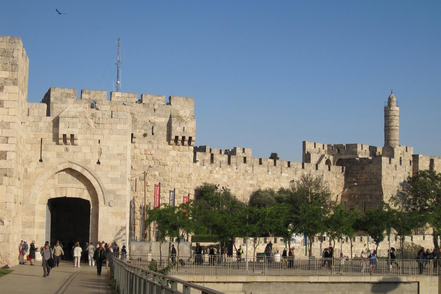 Jerusalem's ancient Jaffa Gate, left, with the Tower of David on the right, 2010
