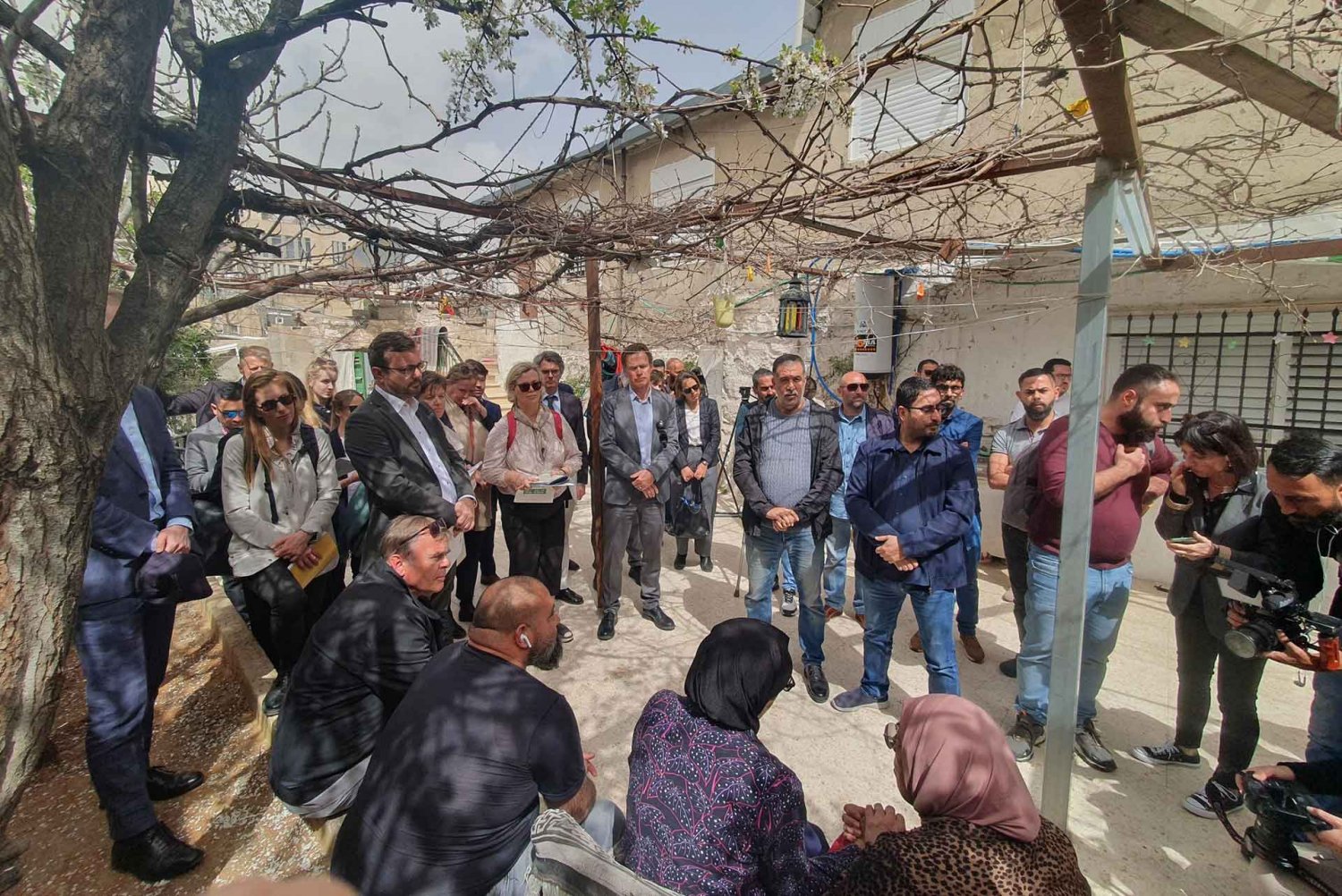 Diplomats from 17 countries pay a solidarity visit to the homes of Palestinian families threatened by imminent home demolition in East Jerusalem on March 13, 2023.
