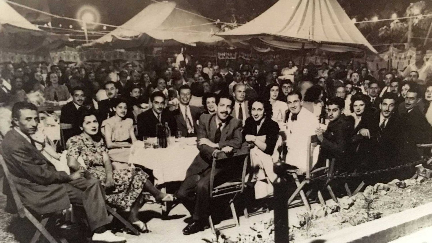 Dinner party under the stars at the Jerusalem YMCA, June 1947