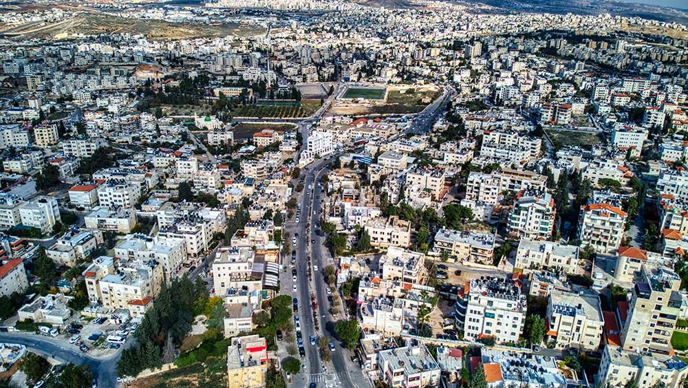 An aerial view of the Palestinian neighborhood of Beit Hanina in East Jerusalem, December 3, 2022