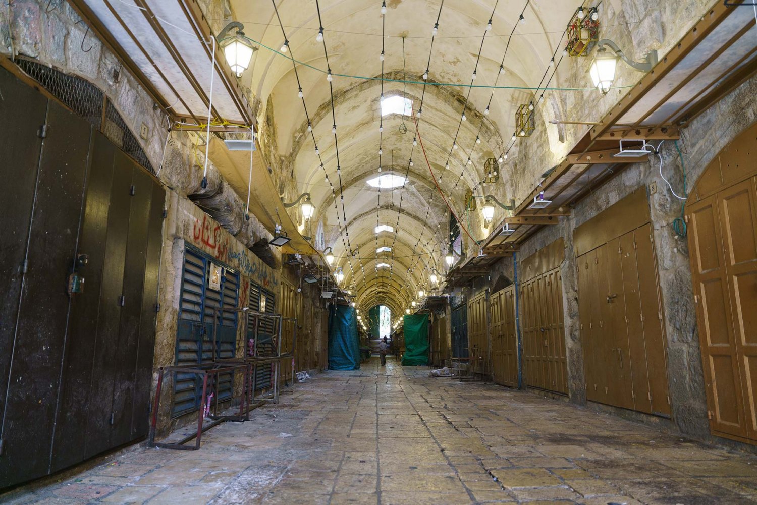 Shops in the Old City of Jerusalem were closed on October 8, 2023 in observance of a general strike 