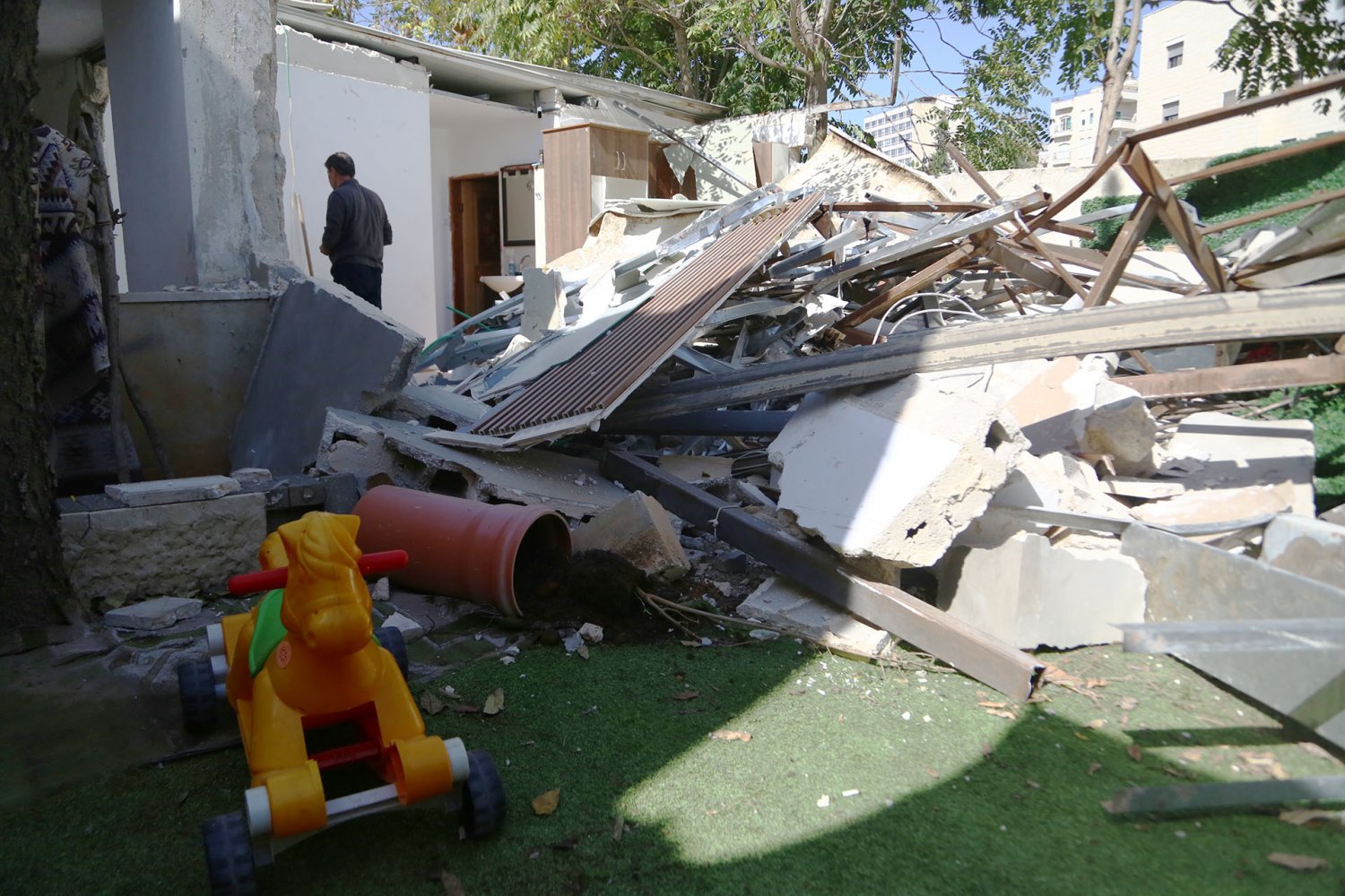 Israeli forces demolish part of the Abu Jubna family home in Sheikh Jarrah, East Jerusalem, October 25, 2023.