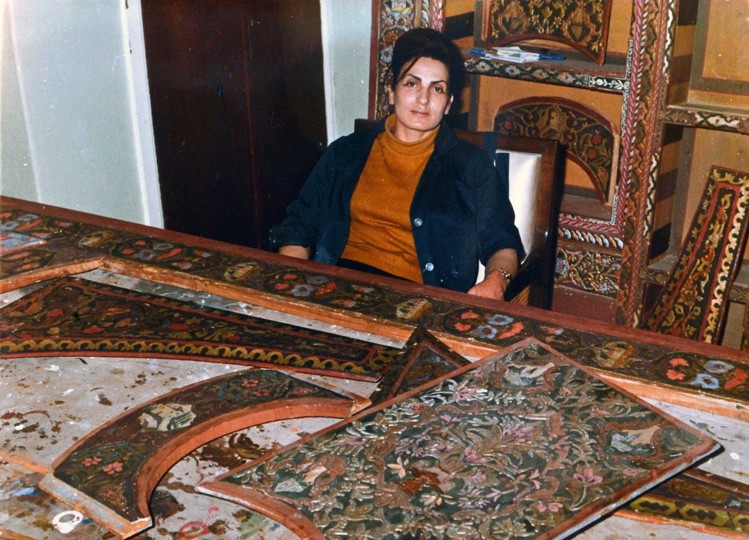 Palestinian Jerusalemite artist Nahil Bishara in an art studio
