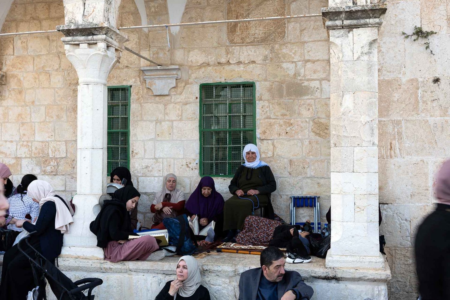 Muslim women gather near the al-Aqsa Mosque during Ramadan, Spring 2022.  