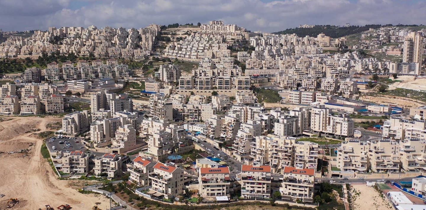 Aerial view of the Israeli settlement Har Homa, near Bethlehem