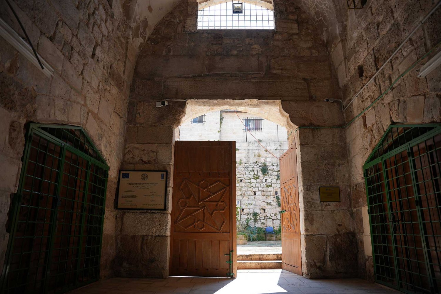 The historic entrance of the Center for Jerusalem Studies at Al-Quds University in Jerusalem’s Old City.