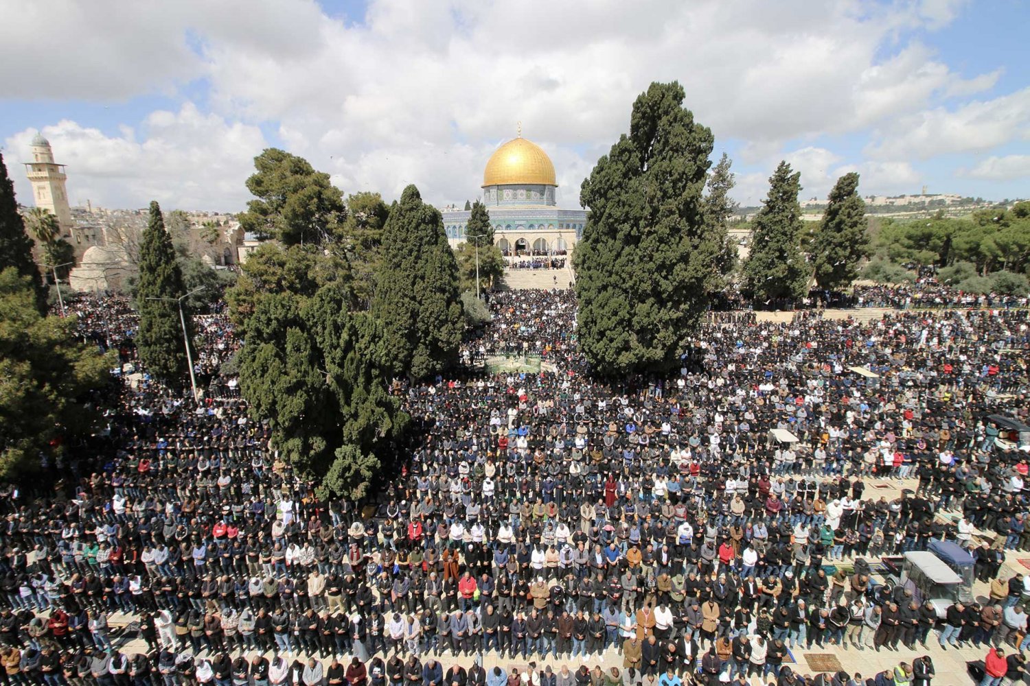  On the second Friday of Ramadan, 120,000 Muslims prayed at al-Aqsa Mosque in Jerusalem’s Old City, March 22, 2024.
