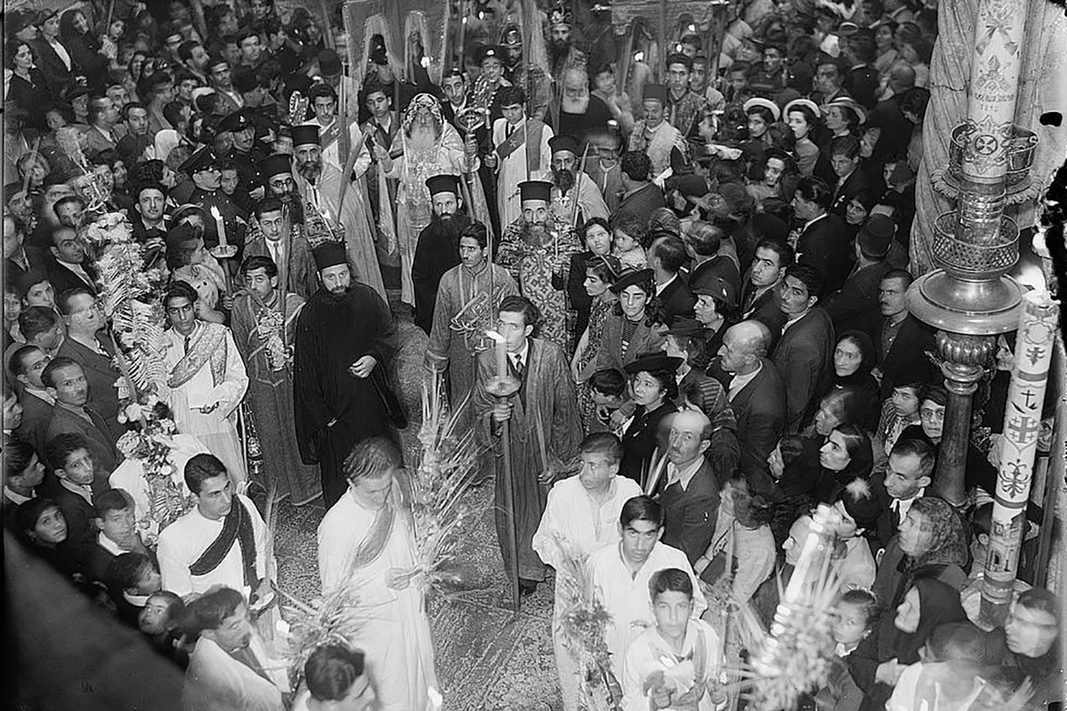 A Syrian Orthodox Palm Sunday procession in Jerusalem during Easter 1941