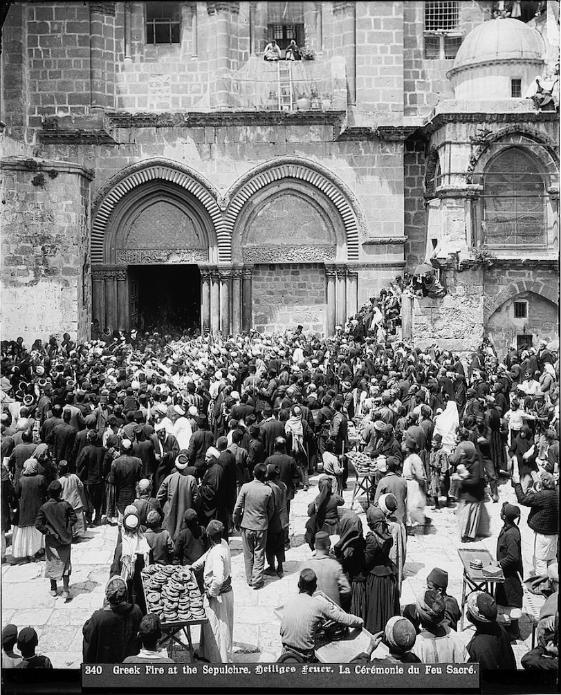 The Holy Fire ceremony celebrated by Orthodox Christians in Jerusalem ca. 1880–1900
